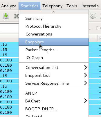 Wireshark endpoints